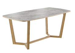 Стол  Фрейм  1800*900*750 (мрамор серый/ ноги дуб коньяк)